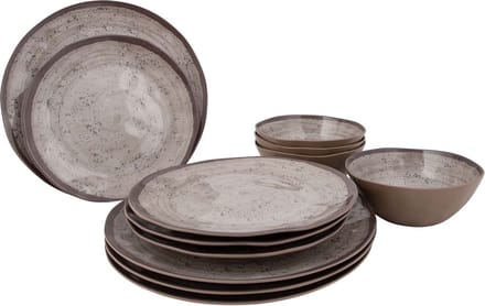 Bo-Camp - Servies - Halo - 12 Stuks - Beige