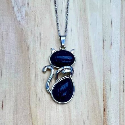 Halsketting - Collier met katje (Zwart)