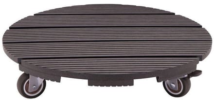 Support de pot à roulettes - NATURE - WPC - H8,6 x Ø38 cm - 4 roulettes - Anthracite
