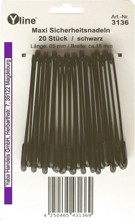 20 Stuks Grote Veiligheidsspelden - Zwarte Decoratieve Naden 85 mm