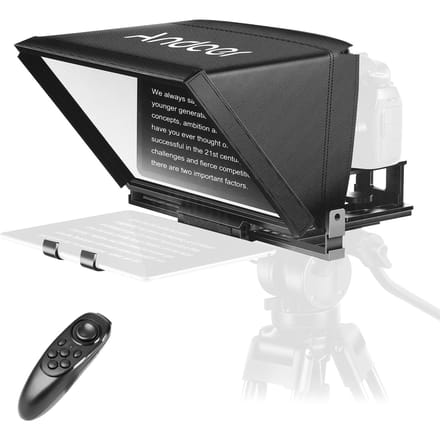 Andoer A12 draagbare camera-teleprompter Prompter voor DSLR/spiegelloze camera's Video-opname live zwart