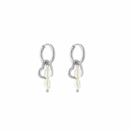 Bijoutheek Oorhangers Hart Parels Zilver