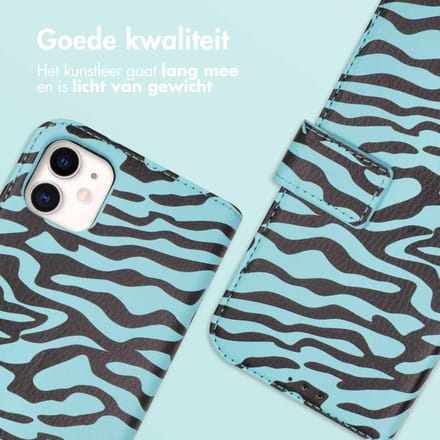 imoshion Hoesje - Geschikt voor Apple iPhone 11 - Design Bookcase smartphone - Black Blue Stripes