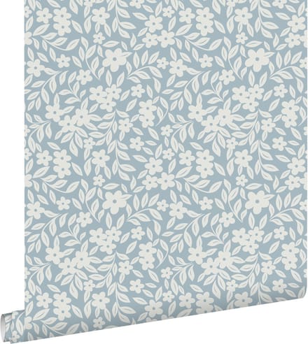 ESTAhome behang bloemetjes blauw - 50 x 900 cm - 131440