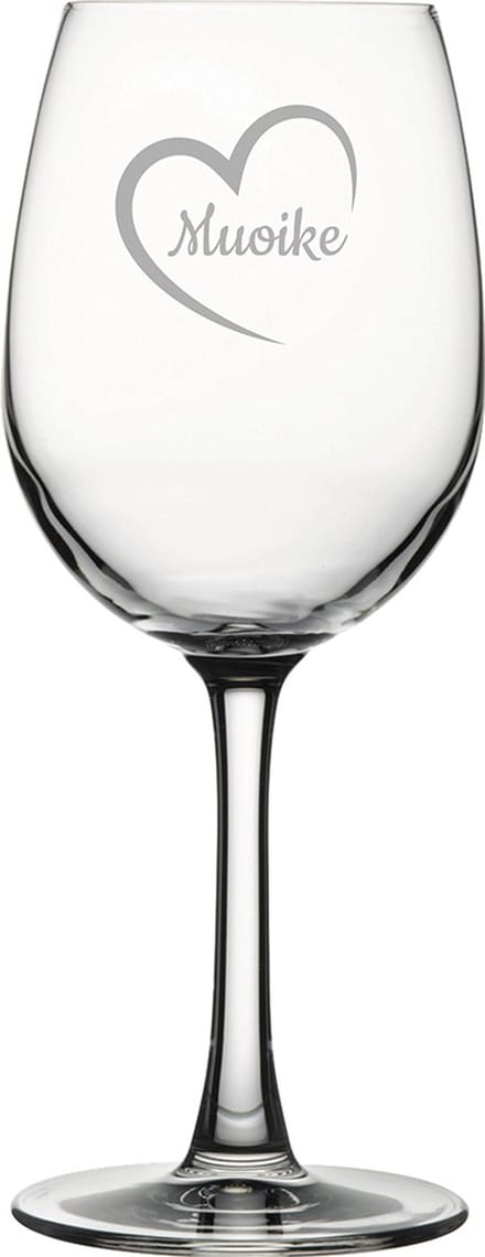 Gegraveerde witte wijnglas 36cl Muoike mei hert