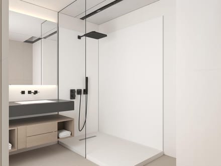 Vente-unique Set van 2 douchewandpanelen in aluminium inclusief profielen - L90 x L120 x H210 cm - ITZIAR