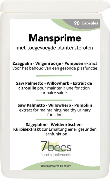 7Bees Mansprime - Prostaat & Urinewegen - Met Zaagpalm & Pompoenpit - 90 Vegan Capsules