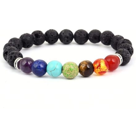 Armband 7 Chakra's - Multicolor - Lavastenen - Gemengd - 1 Armband - J0409 schoon