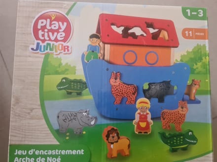 Playtive Insteekspel Ark van Noach - Vormen puzzel - 11-delig - 27x14x25,5cm