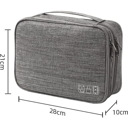 Reiskabel Opbergtas Draagbaar Waterdicht Digitaal Elektronisch USB Datakabel Oplader Stekker Opbergkabel 2Layer(28x10x21cm) grijs