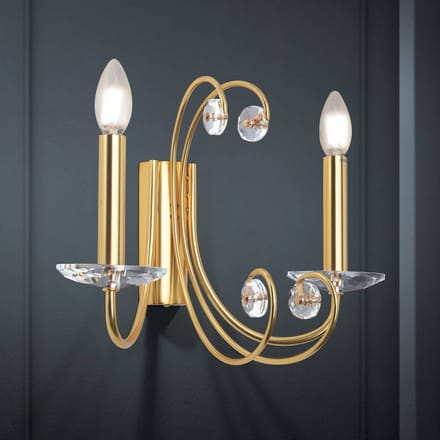 ORION Wandlamp Ariane, goudkleurig, breedte 37,5 cm, kristal