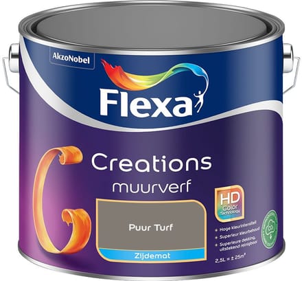 Flexa - Creations Muurverf Zijdemat - Puur Turf - Mengverf - 2,5 L