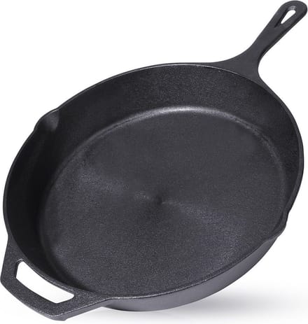 Koekenpan Gietijzeren LITINA 30 cm - Multifunctionele Pan voor Vlees - Groenten