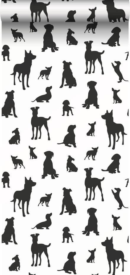 ESTAhome behang honden zwart wit - 50 x 900 cm - 139332