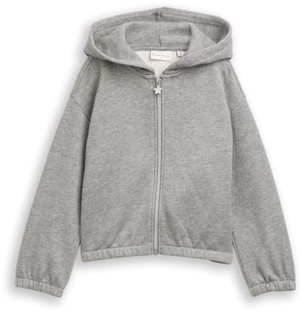 Tom Tailor - Cropped hoodie Sweatjack met glitterlook - Maat 92/98 - grey melange with glitter
