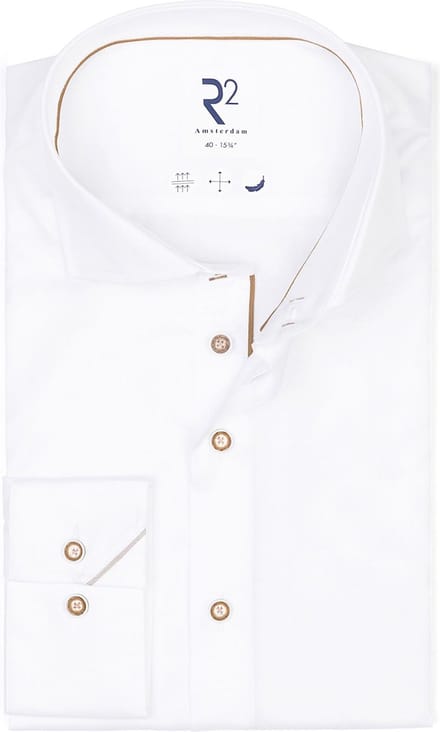 R2 Overhemd Twill Wit - Maat 41 - Heren - Overhemden Formeel