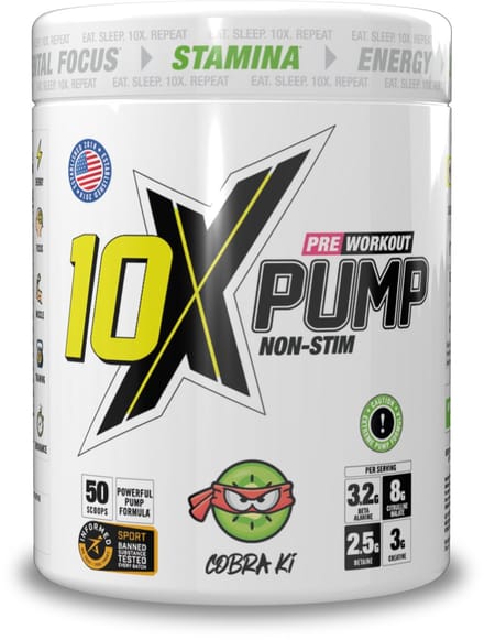 10X - Athletic - PUMP - Stim free - No Caffeine PWO - Cobra Ki - Kiwi