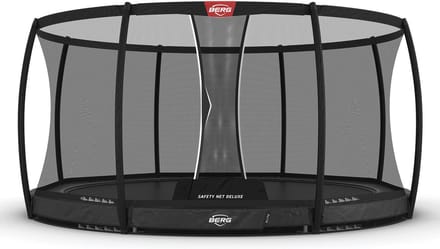 BERG Elite InGround 380 Trampoline - Rond - Safety Net Deluxe - AirFlow Pro Springdoek - TwinSpring - Grijs