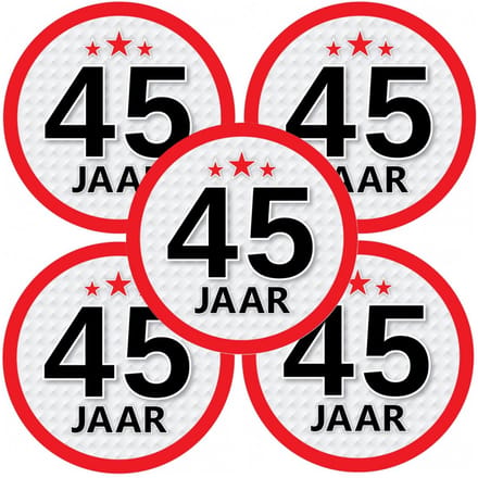 45 jaar leeftijd sticker - 10x - rond - Dia 15 cm - 45 jaar verjaardag/jubileum/leeftijd versiering