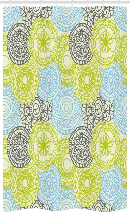 ABAKUHAUS douchegordijn – 120 x 180 cm – appelgroen aqua grijs, polyester