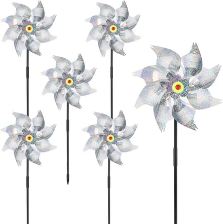 Set van 6 Reflecterende Windmolens voor Vogels, Afschrikmiddel voor Tuin en Balkon, Diameter 24 cm
