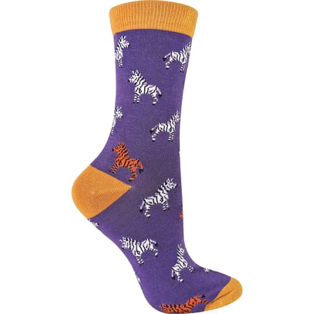 Miss Sparrow - Dames Animal Design BamboeSokken - Zebra (Paars)