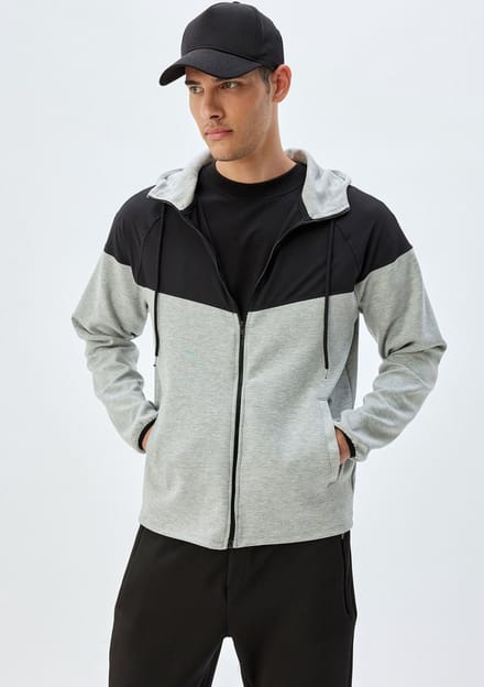 Capuchon kraag Met gebruik van twee verschillende stoffen Sweatshirt