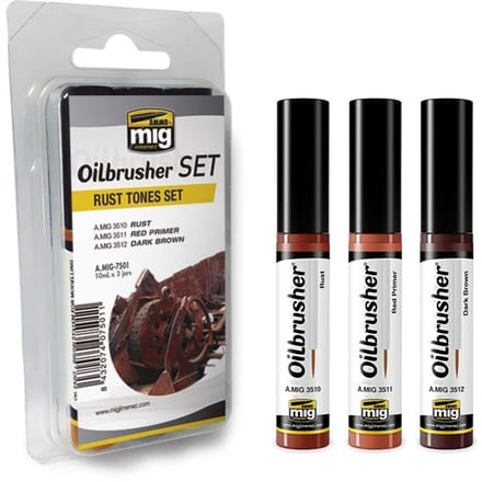 AMMO by Mig Jimenez Hobbyverf Enamel verf - MIG 7501 Oilbrushers Rust Tones - Set Oilbrusher(s) - 3x 10 ml