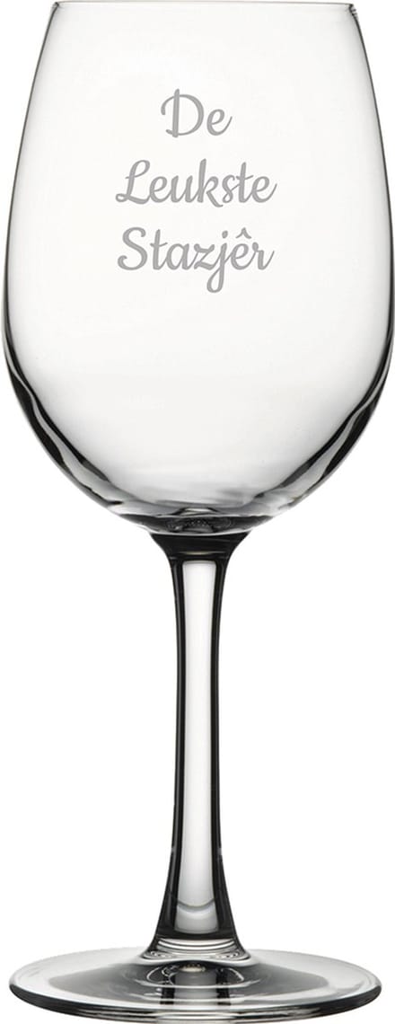 Gegraveerde witte wijnglas 36cl De Leukste Stazjêr