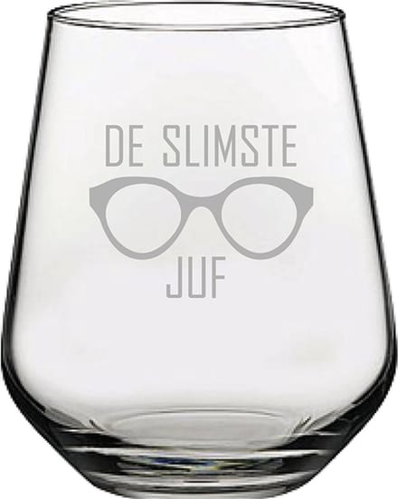 Gegraveerde Drinkglas 42,5cl De slimste Juf