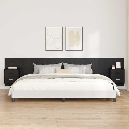 vidaXL - Hoofdeinde - Met - Kast - 3 - st - Zwart - Eiken - Bewerkt - hout