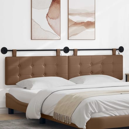 vidaXL - Hangend - hoofdbord - Met - LED-verlichting - Cappuccino - Kunstleer
