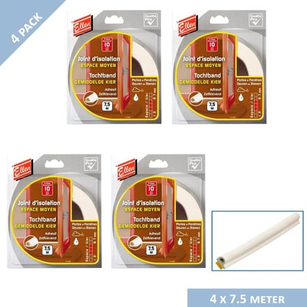 Ellen tochtband - P-profiel - 10 x 5 mm - 30 mtr - Wit
