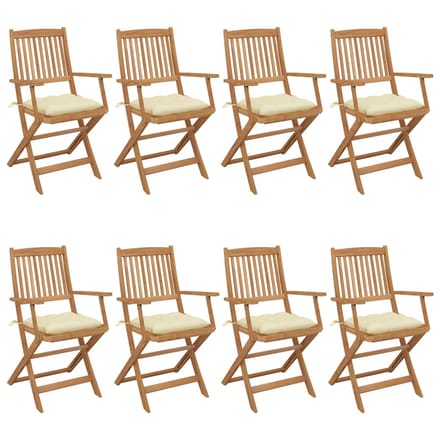 vidaXL - Inklapbare - stoelen - 8 - st - met - kussens - massief - acaciahout