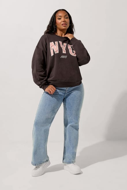 Yours Bruin 'Nyc' Geruit Sweatshirt Size 44
