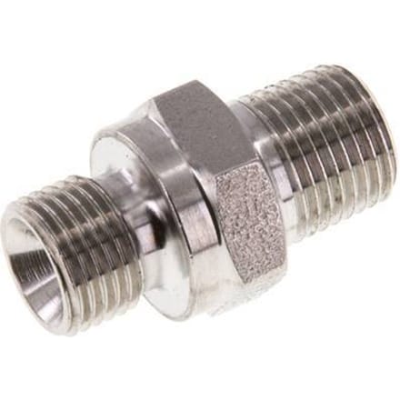 1/8'' NPT x G 1/8'' RVS Borstnippel 40 Bar - Hydrauliek - FL2S-M-ST-018NG