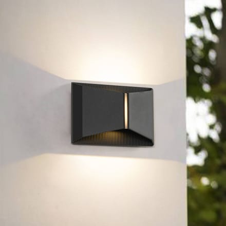 Lindby LED buiten wandlamp Anlira, zwart, up & down, IP65