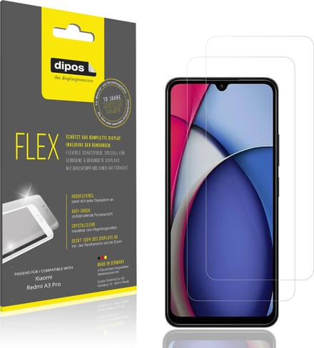 dipos – 2x Beschermfolie geschikt voor Xiaomi Redmi A3 Pro | 3D Full Cover Screenprotector | 100% Passend