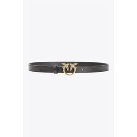 PINKO Leren riem Love Berry H2 Belt W100 Black - Antique Gold zwart