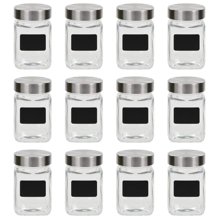 vidaXL - Opbergpotten - met - stickers - 12 - st - 300 - ml