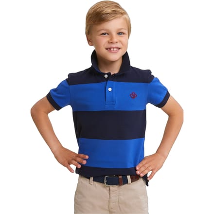 River Woods Custom Fit Striped Stretch Polo Navy/evening Blue Größe: 4 | Hemden Outlet | kids | Blau