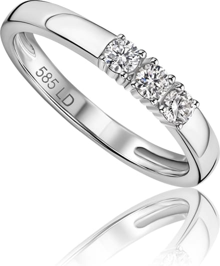 Miore Pure Ring Dames - 14 Karaat Witgoud - Met Diamanten - Handgemaakt - Maat 56