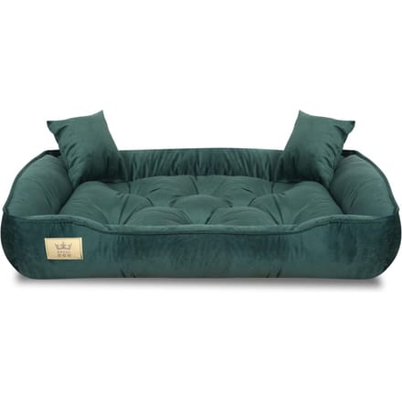 Hondenbed, box, 100x75 cm, donkergroen fluweel