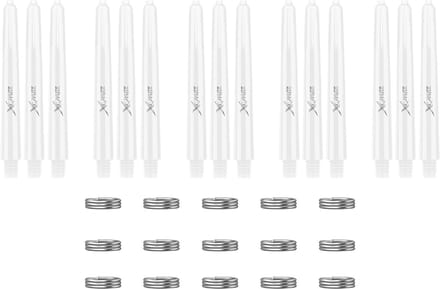 XQMax Dart Shafts - 5 Sets (15 stuks) - Inbetween - Wit - Plus Veerringetjes - Darts Shafts