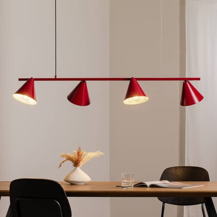 ALDEX Hanglamp Form 4, rood, metaal, 4-lamps, kegelvormig, E27