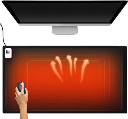 oCreon Verwarmde Bureau Pad - 40x82cm - 7 Warmte - Instellingen Waterdichte Muismat met Touch Control