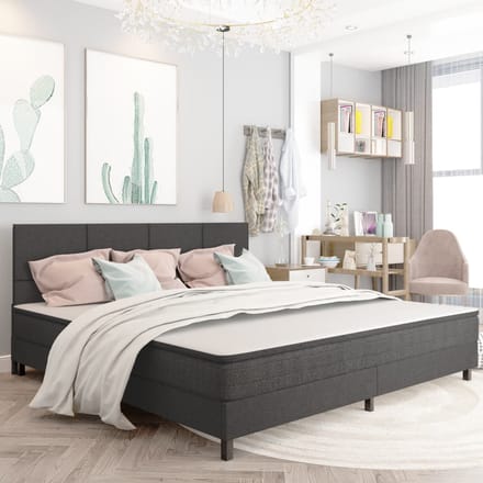 vidaXL - Boxspring - stof - donkergrijs - 200x200 - cm