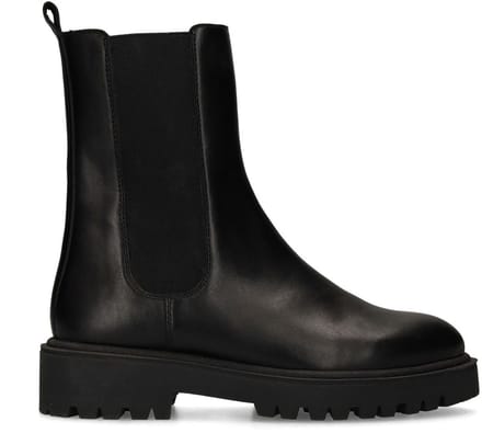 Manfield - Dames - Zwarte leren chelsea boots - Maat 38