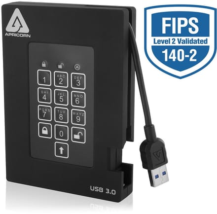 Apricorn Aegis Padlock Fortress - 2TB - External Hard drive - Black