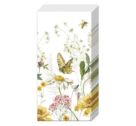 Zakdoeken Wildflower and Butterfly - IHR - 21x21 cm